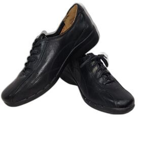 Clarks UnStructured Black Leather Lace Up Shoes Size 6.5M